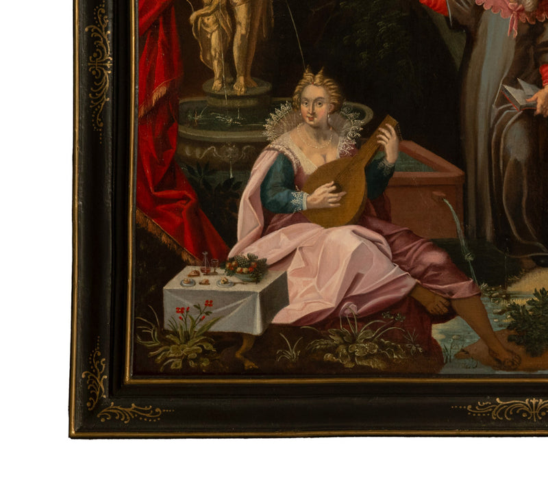 16th Century German Renaissance Allegorical Oil Painting Sexual Health Syphilis by Christoph Schwarz, Circa 1580