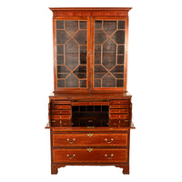 Antique Georgian Inlaid Mahogany Bureau Bookcase Butler's Secretary Desk 1780
