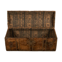 Antique 17th Century Italian Leather and Pine & Brass Stud Work Carriage Chest Trunk 1680