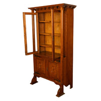 Antique Liberty & Co. Arts and Crafts Oak Mission Bookcase Display Cabinet 1905