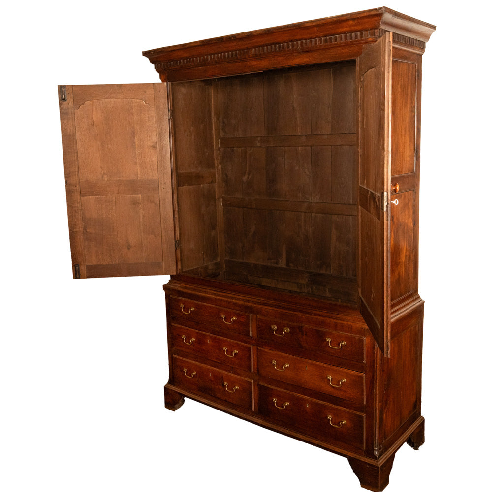 Antique 18thC Georgian Oak Welsh Livery Housekeepers Press Cupboard Cabinet 1740