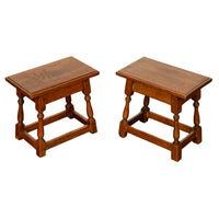 Pair Antique Jacobean style Joint Stools Oak from Thames Lock Bridge London 1850