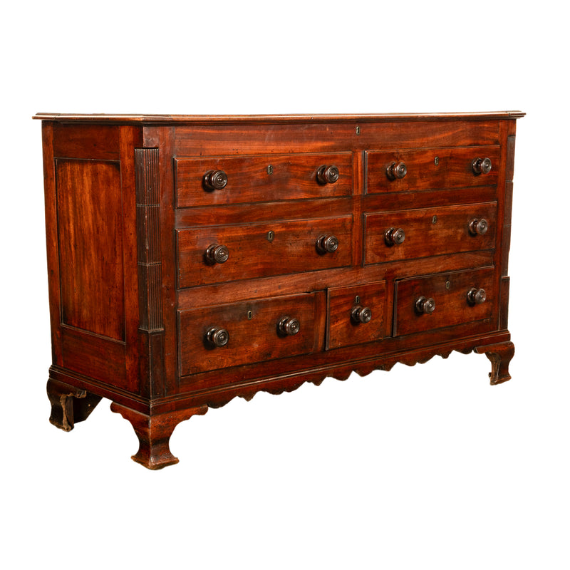 Antique 18th Century English Georgian Mahogany Hinged Top Mule Chest Coffer 1780