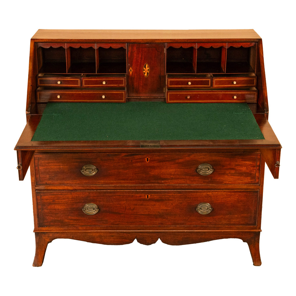 Fine Antique Georgian Mahogany Sheraton Inlaid Secretary Desk Bureau Chest 1780
