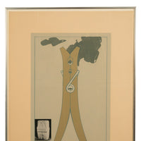 Pop Art Silk Screen Print and Collage "Clothespin Brancusi's Kiss" Philadelphia by Claes Oldenburg, 1972