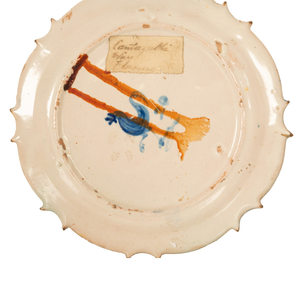 Antique 19th Century Pair Early Cantagalli Majolica Istoriato Plates Italy 1880