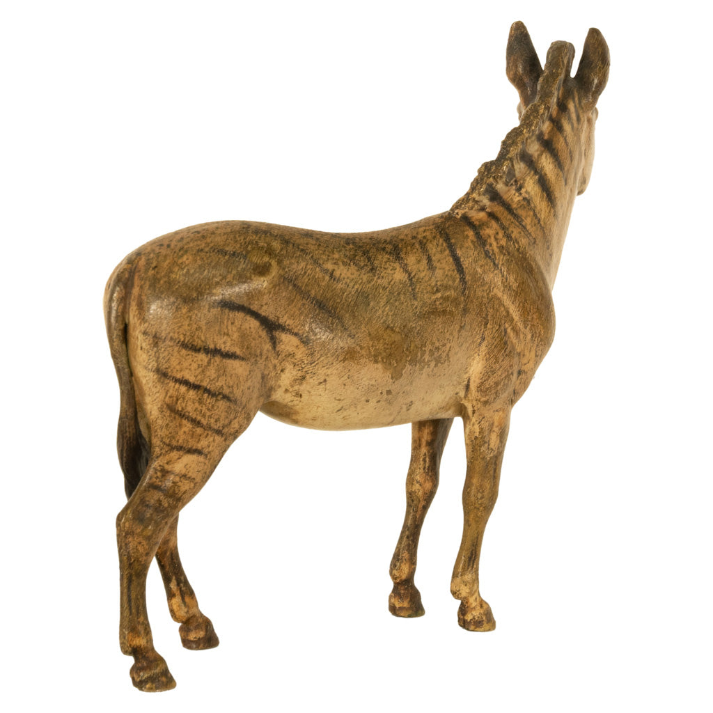 Antique Austrian Franz Bergman Cold Painted Bronze Zebra Quagga Sculpture Statue, 1900