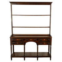 Antique 18th C George III Country Welsh Oak Dresser Plate Rack & Pot Board 1790