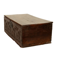 Antique English 17th Century Charles II Carved Oak Bible Document Deed Box 1680