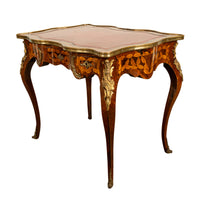 Antique French Louis XV Ormolu Rosewood Marquetry Partner's Writing Table Desk 1860