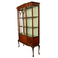 Antique 19th Century Inlaid Mahogany Regency Revival Display Cabinet China Hutch 1890