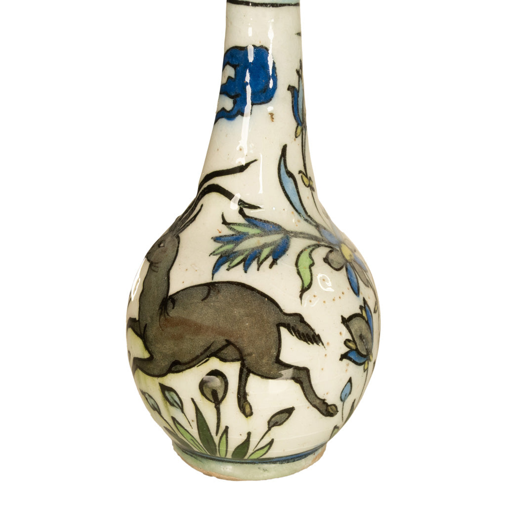 Antique 19th C Ottoman Persian Islamic Qajar Period Iznik Pottery Bottle Vase