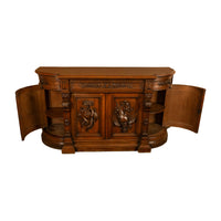 Antique 19thC French Black Forest Carved Oak Hunt Buffet Sideboard Bar 1870