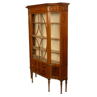 Antique Art Nouveau Inlaid Mahogany Display China Cabinet Vitrine Waring Gillow, 1905