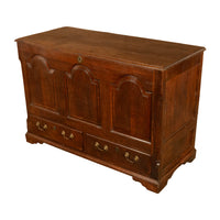 Antique 18th Century Georgian Paneled Lift up Lid Oak Mule Chest Coffer 1760