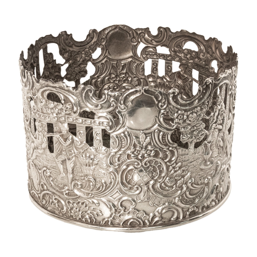 Antique American Sterling Silver Wine Bottle Decanter Coaster Cuff New York 1915