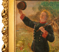 Antique German Miniature Oil Painting Alpine Bavarian Army Soldier Portrait by Emil Karl Rau, 1898