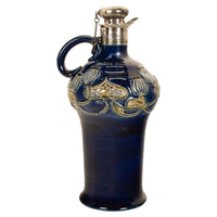 Antique Art Nouveau Royal Doulton Lambeth Whiskey Jug Silver Mounts London 1903
