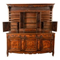Antique French Provincial Normandy Carved Walnut Dresser Buffet Vaissilier 1790