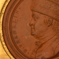 Antique 18th Century Political Terracotta Portrait Medallion Benjamin Franklin Jean Baptiste Nini 1777