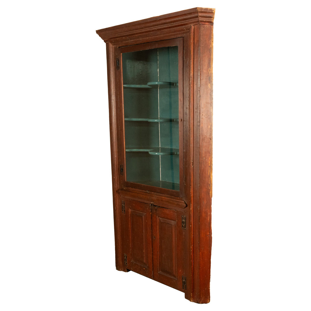 Antique American Painted Pine Federal Country Corner Cabinet Pennsylvania 1820