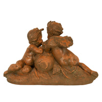 Antique 19thC French Naturalism Terracotta Sculpture "La Source" Putti Sculpture by Albert-Ernest Carrier-Belleuse,1864