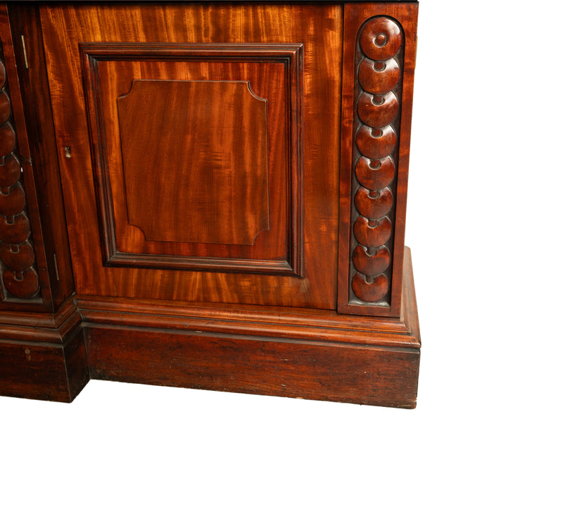 Monumental Antique Irish Carved Mahogany Breakfront Bookcase Bibliotheque 1850