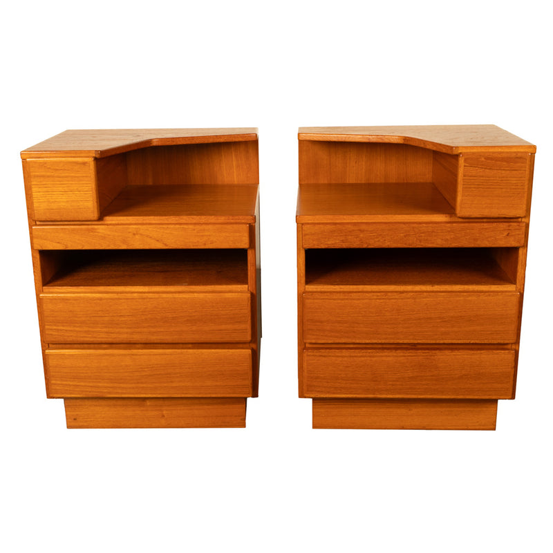 Pair Mid Century Modern Danish Teak Nightstands Chest Drawers by Scan Coll 1970