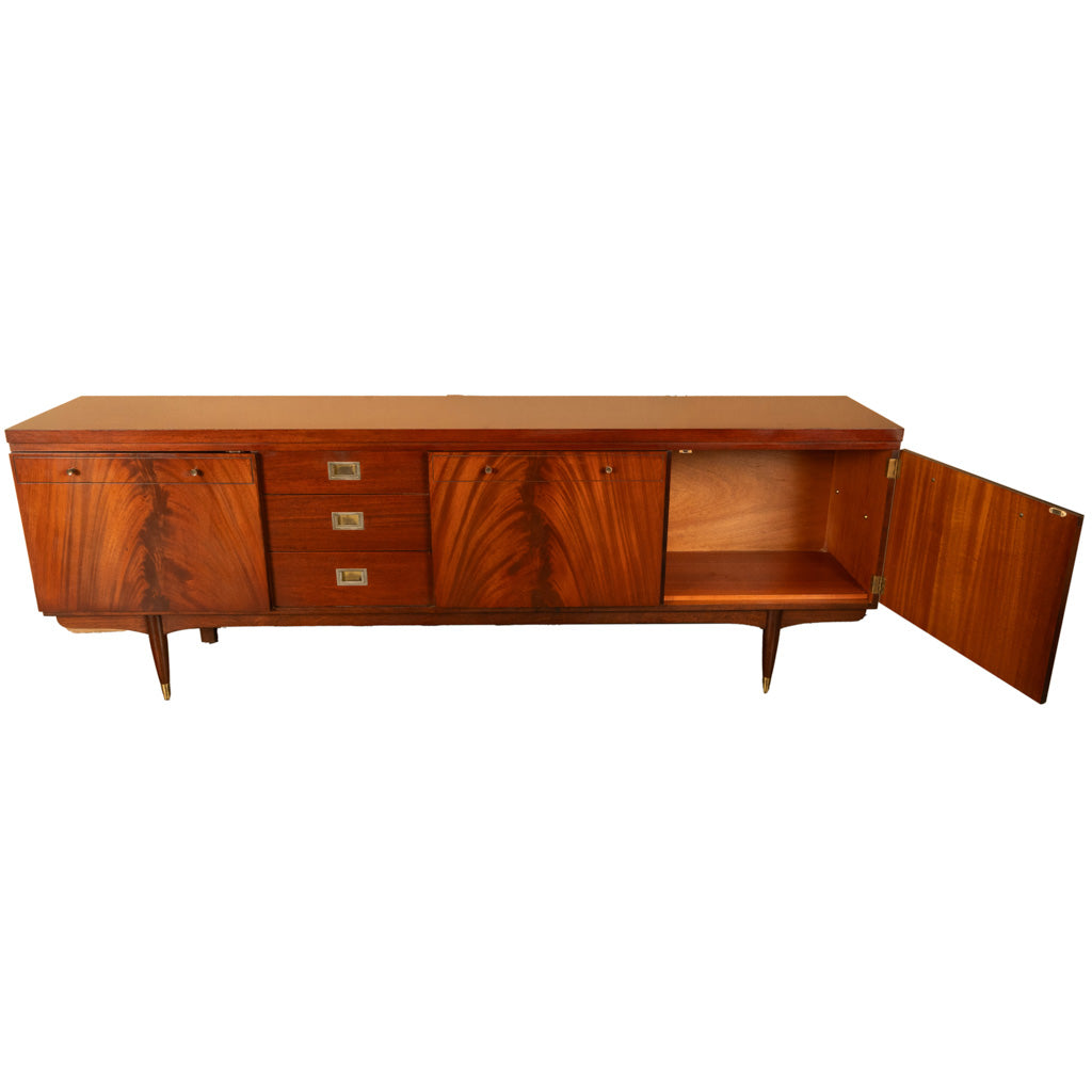 Mid Century Modern Danish Style Teak Mahogany Long Credenza Fully Restored 1966