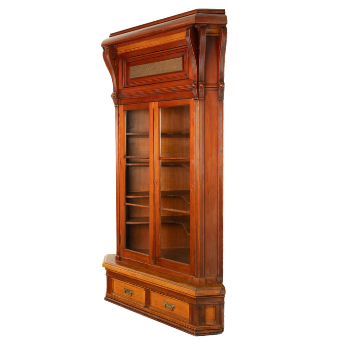 Antique Monumental Victorian Mansion Eastlake Fir Corner Cupboard Cabinet Oregon,  circa 1882