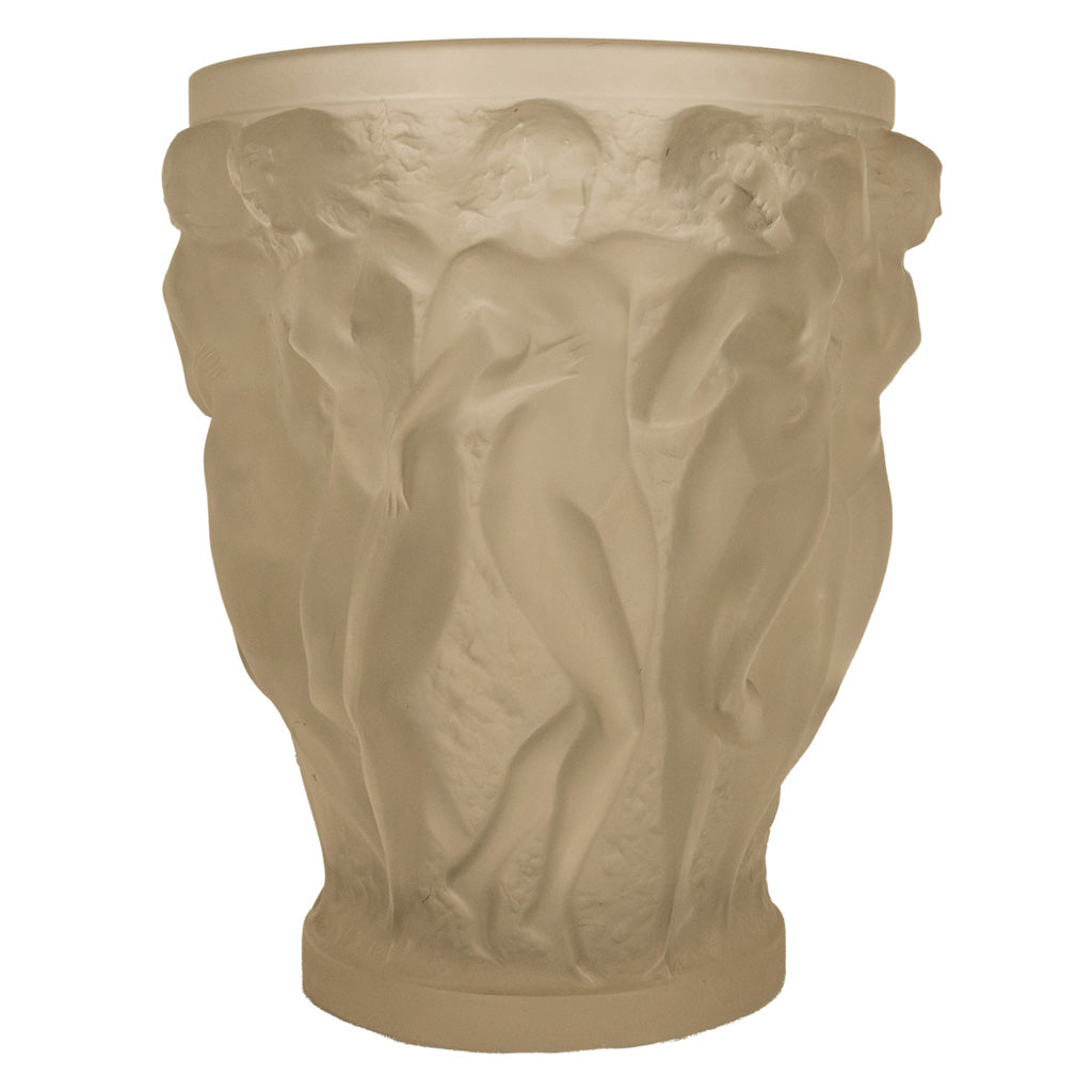 Rene Lalique Large Art Deco Opalescent Glass Crystal Vase Bacchantes Signed 1927