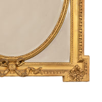 Large Antique French Louis XVI Giltwood Gilt Composition Mirror Lovebirds 1870