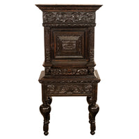 Antique 17th Century Dutch Carved Ebonized Oak Credence Cabinet on Stand 1680