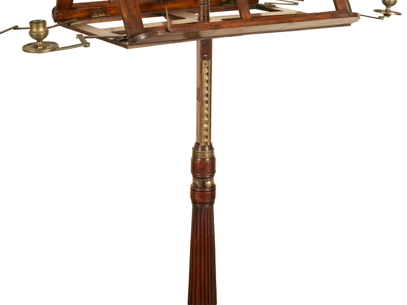 Antique Georgian Brass-Mounted Candle Sconces Mahogany Duet Music Stand 1790