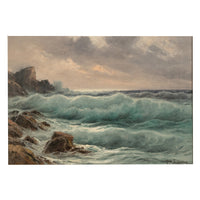 Antique Italian Oil on Canvas Painting Seascape Coastline Isle of Capri Italy by Cavalier Michele Federico, 1925