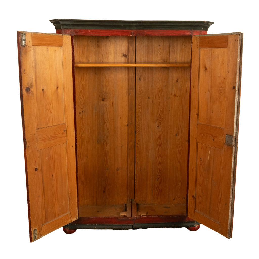 Antique 19th Century German Painted Cabinet Wedding Armoire "Four Seasons" 1850