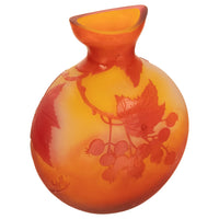 Antique French Art Nouveau Cameo Art Glass Emile Galle Vase Leaves Berries 1900