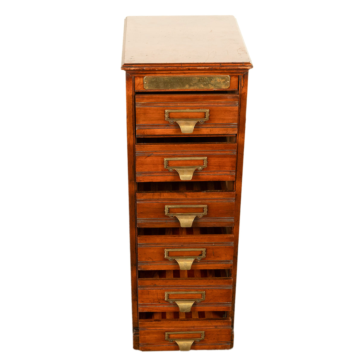 Antique Edwardian Walnut Six Drawer Shannon Filing Cabinet Co New York 1910