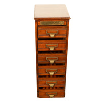 Antique Edwardian Walnut Six Drawer Shannon Filing Cabinet Co New York 1910