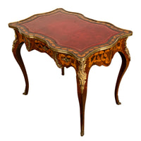 Antique French Louis XV Ormolu Rosewood Marquetry Partner's Writing Table Desk 1860