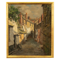 Antique American California Impressionist Oil Canvas Painting St. Ives Cornwall by Anna Althea Hills, 1910
