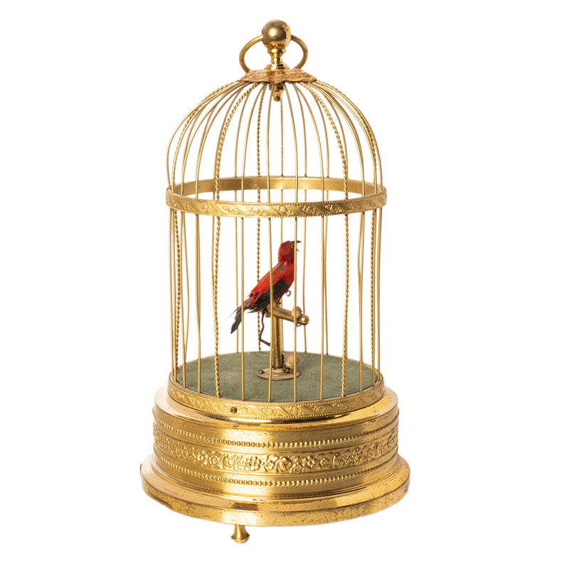 Antique German Singing Bird in a Cage Music Box Automaton by Karl Griesbaum 1930