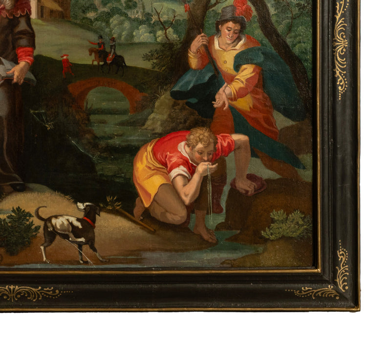 16th Century German Renaissance Allegorical Oil Painting Sexual Health Syphilis by Christoph Schwarz, Circa 1580