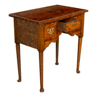 Antique Irish 18th Century Burl Walnut George I Lowboy Dressing Table Desk 1720