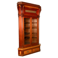 Antique Monumental Victorian Mansion Eastlake Fir Corner Cupboard Cabinet Oregon,  circa 1882