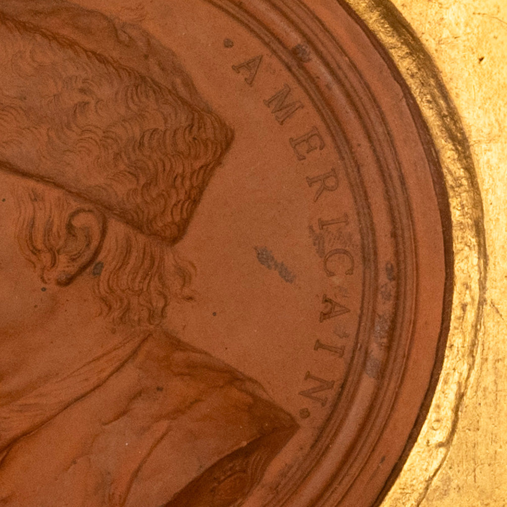 Antique 18th Century Political Terracotta Portrait Medallion Benjamin Franklin Jean Baptiste Nini 1777
