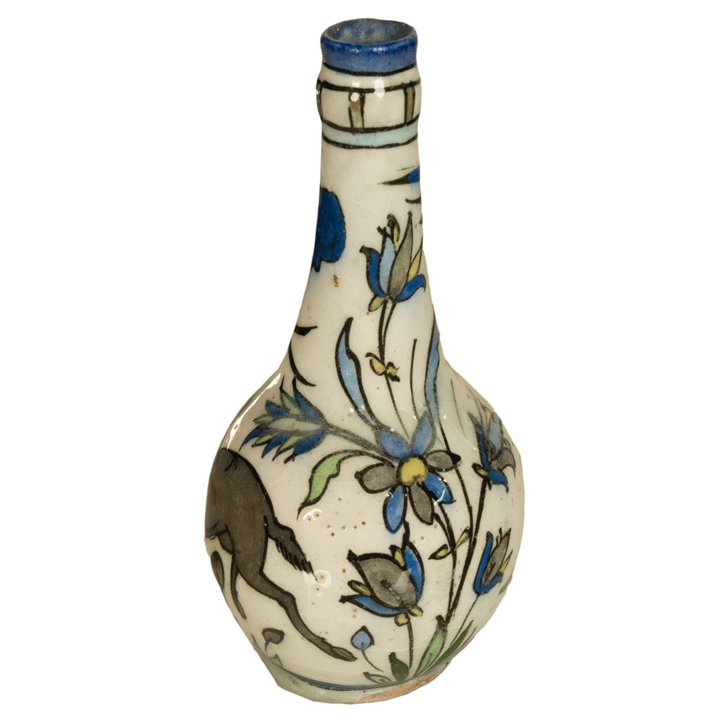 Antique 19th C Ottoman Persian Islamic Qajar Period Iznik Pottery Bottle Vase