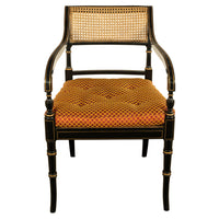 Set Eight Federal Style Japanned & Gilded Dining Arm Chairs Kittinger Furniture