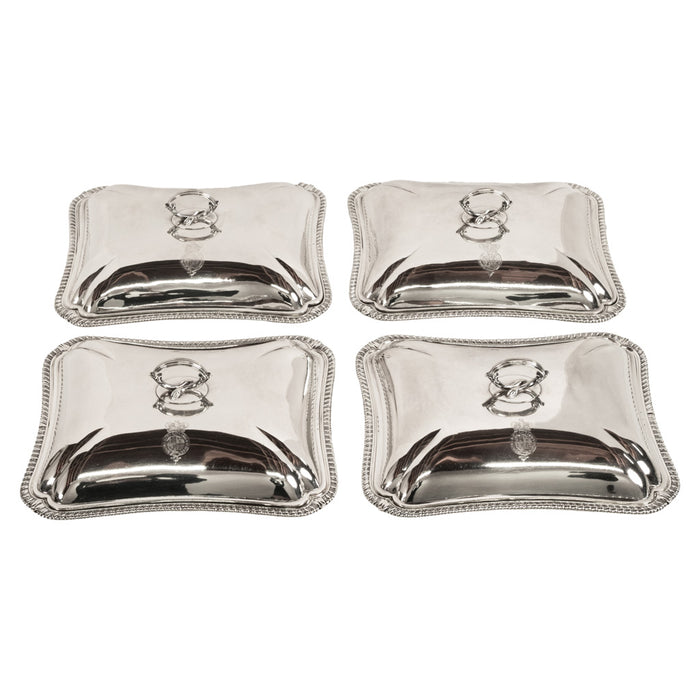 Set Four Georgian Sterling Silver Entree Dishes by Fogelberg & Gilbert London Royal Family 1792