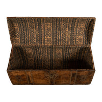 Antique 17th Century Italian Leather and Pine & Brass Stud Work Carriage Chest Trunk 1680